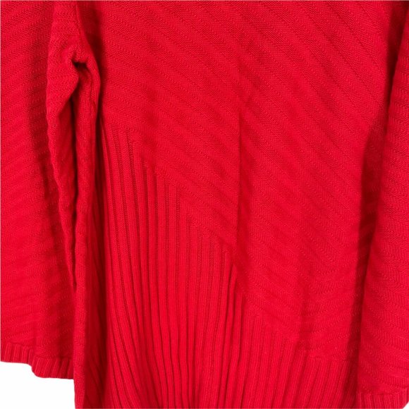 Charter Club Mixed-Stitch Mock-Neck Sweater Ravishing Red Size XL - E19 - Picture 3 of 11